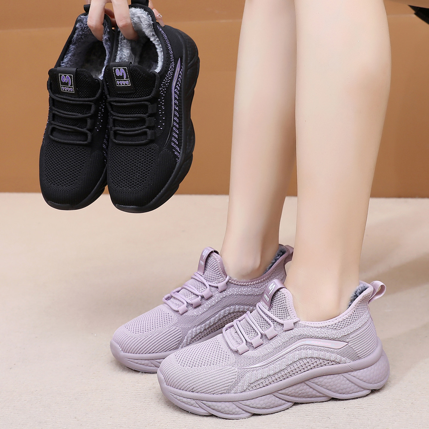 棉鞋女款老北京布鞋冬季飞织软面加绒保暖鞋户外运动休闲妈妈鞋子,淘宝优惠券,粉丝福利购,淘宝优惠卷