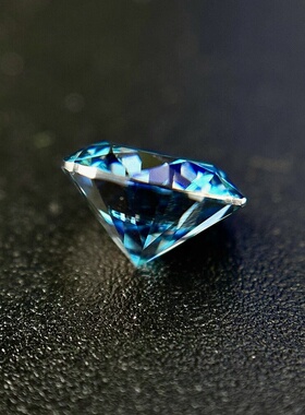 海蓝色莫桑石圆形裸钻莫桑钻八心八箭裸石过钻笔戒指耳钉配石diy