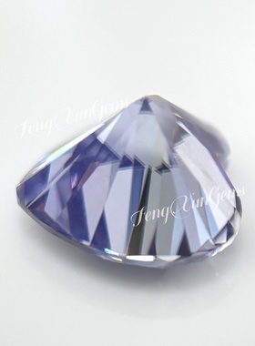 正品莫桑石变蓝色心形裸石 18K金首饰品主石 合成碳化硅石