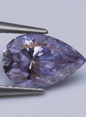 优质梨形薰衣草色莫桑裸首饰戒指定制K金裸钻异形moissanite水滴