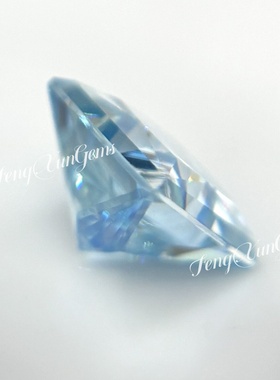 正方直角海蓝色100%莫桑钻公主方裸石过钻笔 18K金首饰品主石