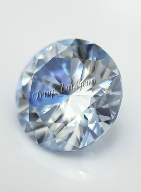 冰蓝色莫桑石圆形裸钻VVS1八心八箭裸石过钻笔 戒指项链镶嵌主石