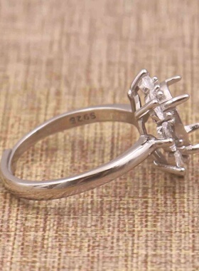 8x10mm 3克拉 925纯银戒指空托 豪华蛋形椭圆代加工镶嵌戒托 活口