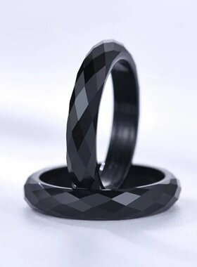 新款莫桑石刻面戒指 黑色 菱形简约百搭时尚戒指 订婚结婚戒指