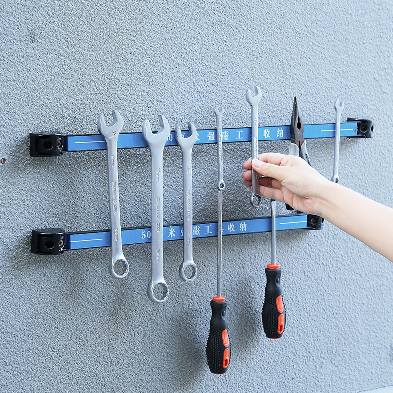 Wall strong magnetic strip hardware tool storage rack
