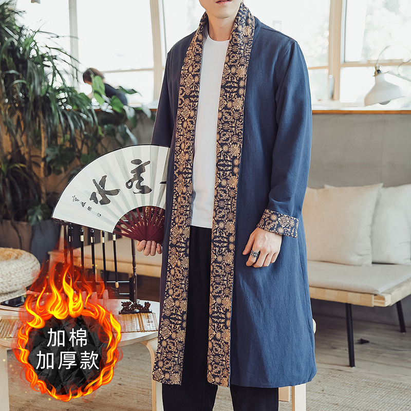 秋季中国风男装中长款开衫男士披风 卿卡风衣