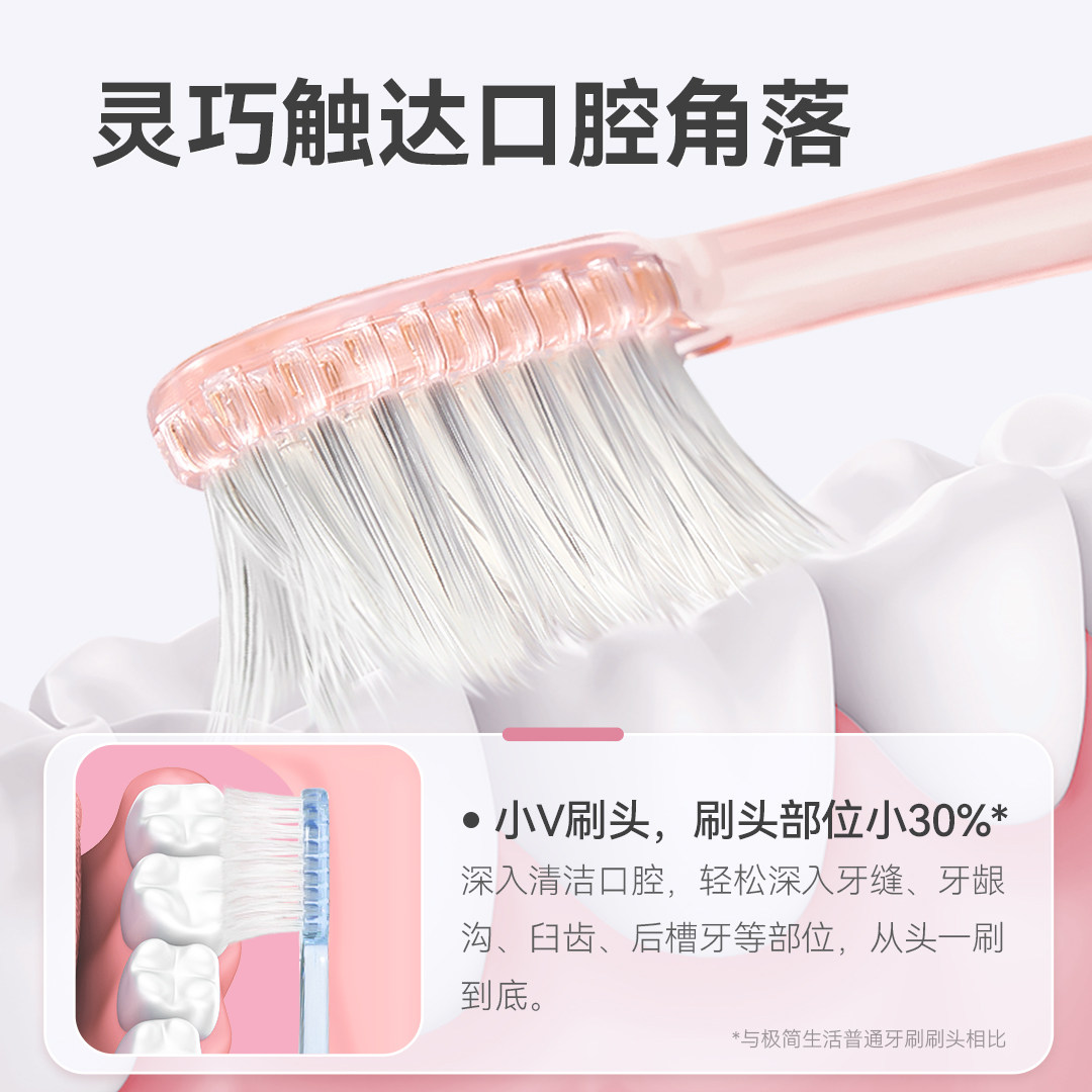 极简生活小头中软毛牙刷情侣透明灵动小嘴女生护龈柔软家庭组合装,淘宝优惠券,粉丝福利购,淘宝优惠卷