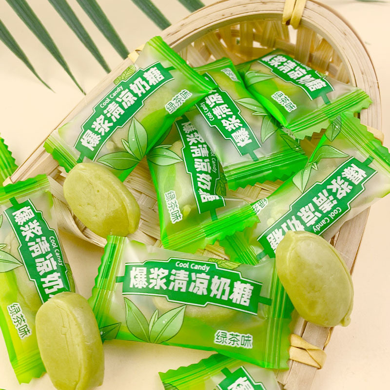薄荷奶糖爆浆夹心清凉口气软糖喜糖散装夹心茶味浓郁糖果休闲零食 - 图1