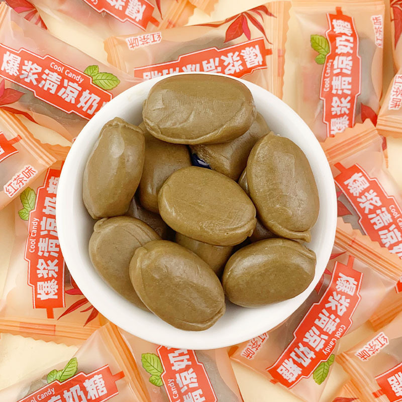 薄荷奶糖爆浆夹心清凉口气软糖喜糖散装夹心茶味浓郁糖果休闲零食 - 图0