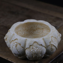 Elegant Art Crafts Han White Jade Craftsmanship Chinese White Jade Craftsmanship Chinese Octagem Basin Clubhouse Classical Chen Set Stone Sculptures Decoration