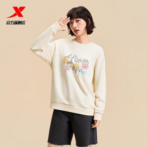 特步ATOMO FAFA丨圆领卫衣女2025秋季新款休闲套头衫975328920573 - 图1