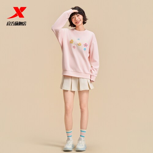特步ATOMO FAFA丨圆领卫衣女2025秋季新款休闲套头衫975328920573 - 图3