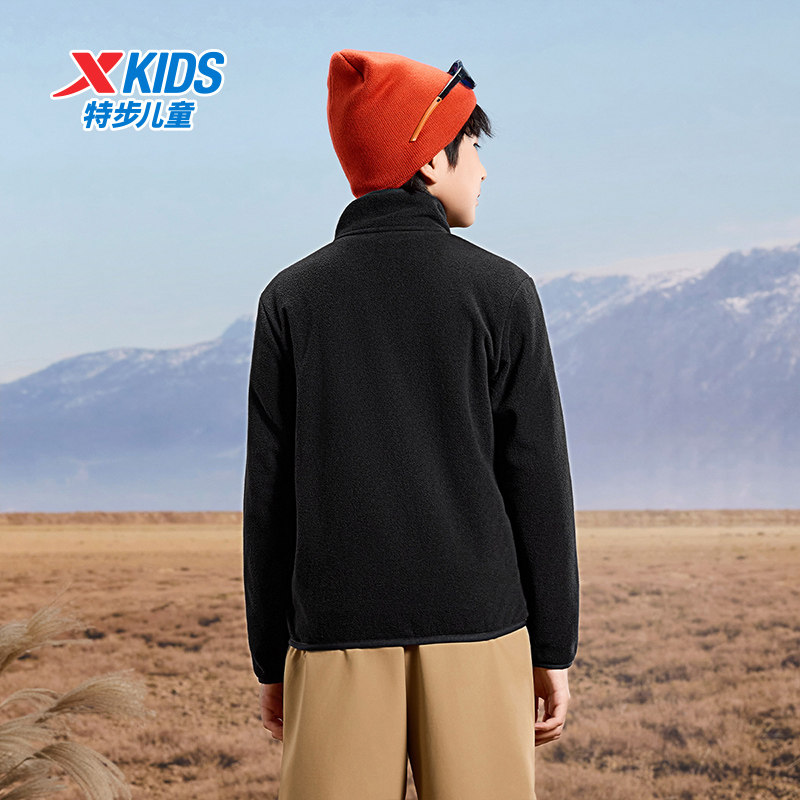 特步童装秋季男童女童运动柔软亲肤加绒保暖外套百搭儿童针织上衣,淘宝优惠券,粉丝福利购,淘宝优惠卷