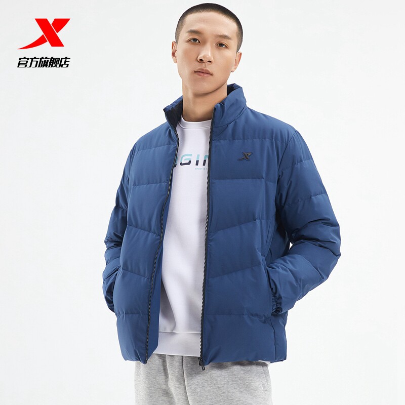 特步防水男2022冬季新款三防羽绒服 特步运动羽绒服