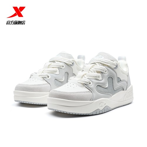 特步云朵鞋|板鞋女鞋2025冬季新款小白鞋厚底休闲鞋舒适运动鞋子 - 图1