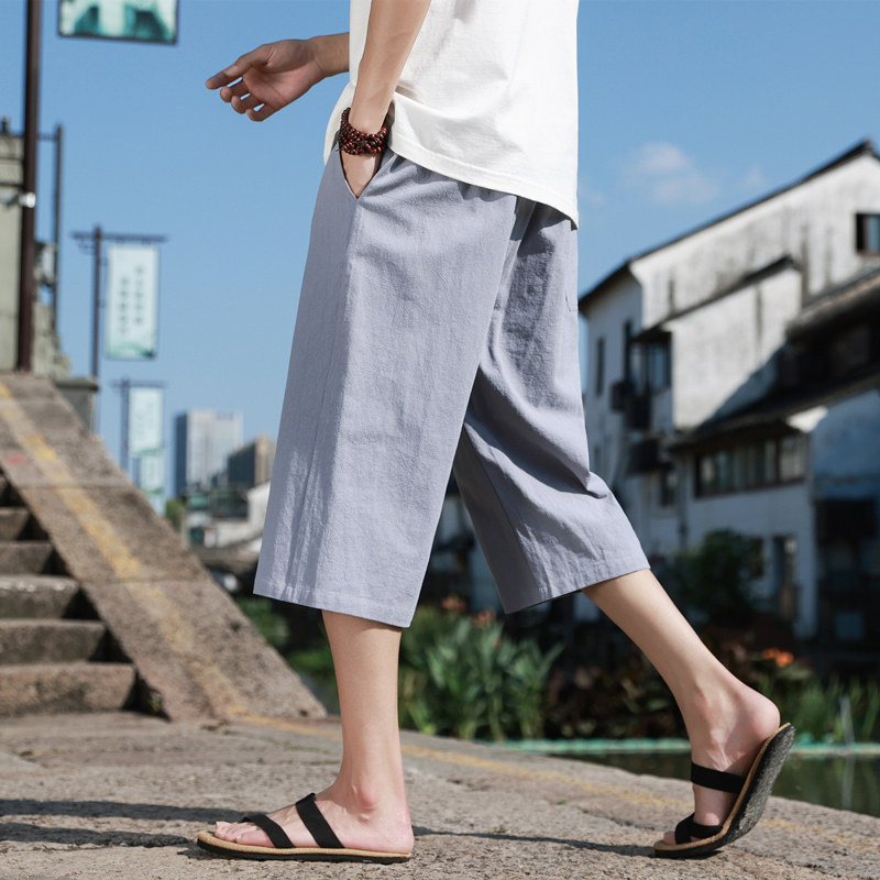 纯棉短裤男七分裤夏季薄款宽松直筒休闲中裤子夏天运动7分裤高弹,淘宝优惠券,粉丝福利购,淘宝优惠卷