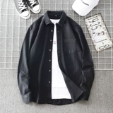 Рубашка, ретро хлопковый лонгслив, демисезонная куртка, большой размер, увеличенная полнота и ширина
