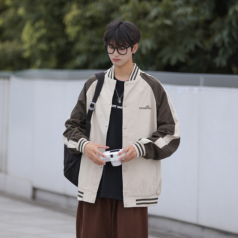 New large size stand collar jacket for men in spring and autumn