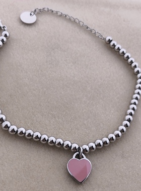 钛钢彩金银色圆珠串珠吊坠饰品