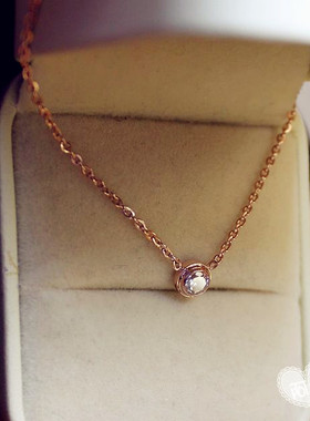 镶钻百搭极简金锁骨项链大s同款