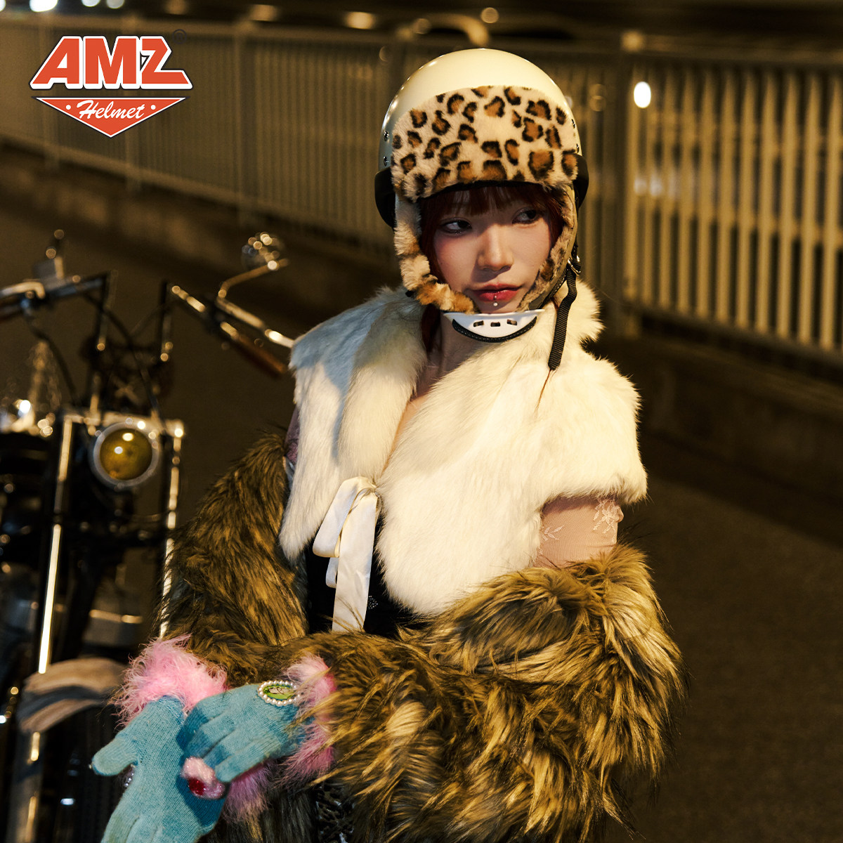 AMZ复古骑行豹纹雷锋帽冬季配饰保暖摩托车半盔四分之三头盔配件,淘宝优惠券,粉丝福利购,淘宝优惠卷