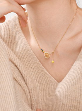 【奥运周边】银镀金运动风项链轻奢气质锁骨链吊坠送女友生日礼物