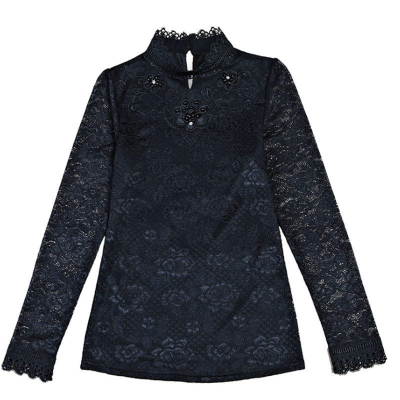 蕾丝加绒加厚女内衣高档洋气t恤 艾径蕾丝衫/雪纺衫