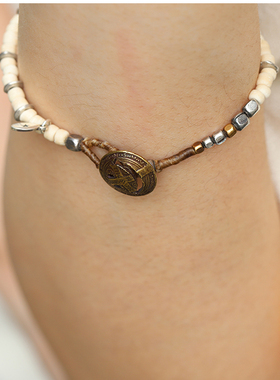 日本ampjapan铜制珠手链蜡绳