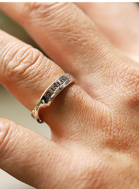 日本银旋转简约复古925银戒指