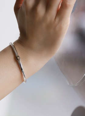 日本纯银复古笑脸手镯