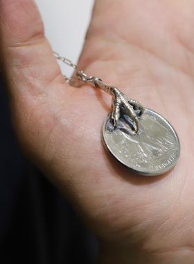 中国复古鹰爪老鹰美国银币坠饰