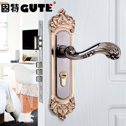 固特门锁室内卧室实木门锁通用型欧式静音象牙白房门锁 锁室内门 - 图1