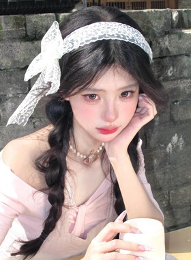 韩系米白色蕾丝发带女2025新款