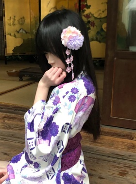 绣球花朵流苏发饰和风日系