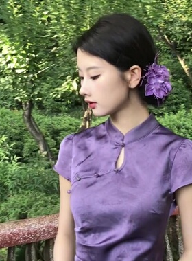新中式紫色龙须茉莉花朵发夹