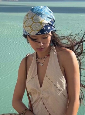 美式复古印花头巾y2k甜酷辣妹