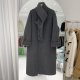 Minimalist round neck wool coat with scarf collar