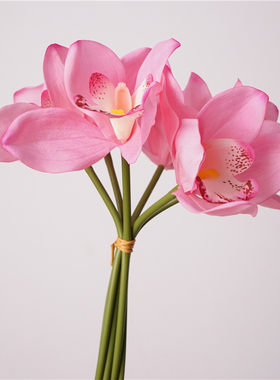 仿真花手感保湿6枝扎蕙兰花束仿真花家居装饰假花摆件拍摄道具花