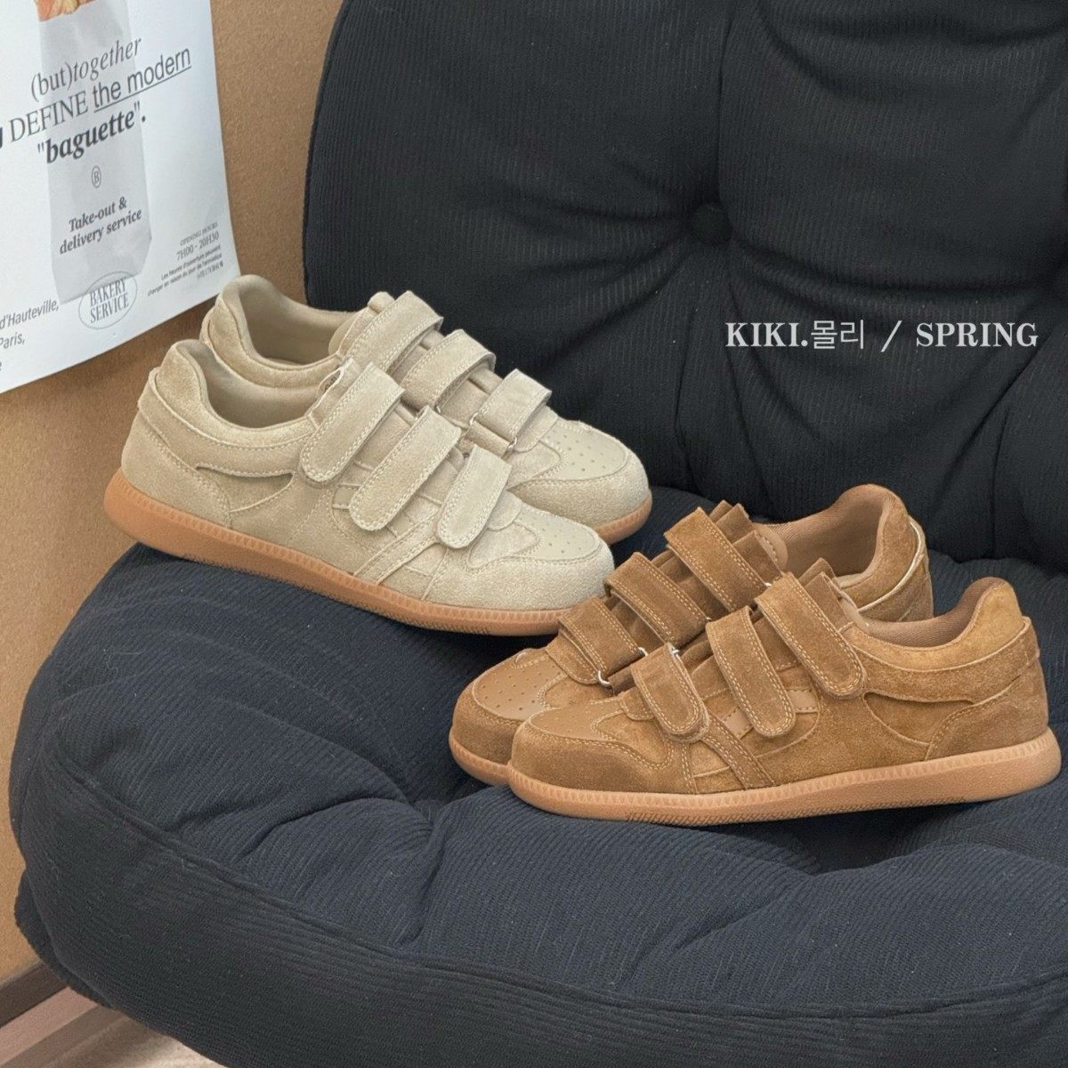 休闲风美式学院风防滑板鞋2026早春新款圆头魔术贴休闲德训鞋女鞋,淘宝优惠券,粉丝福利购,淘宝优惠卷