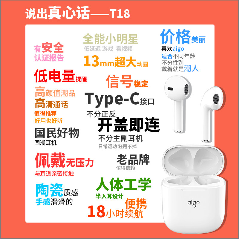 爱国者真小半苹果华为小米联想耳机 aigo蓝牙耳机