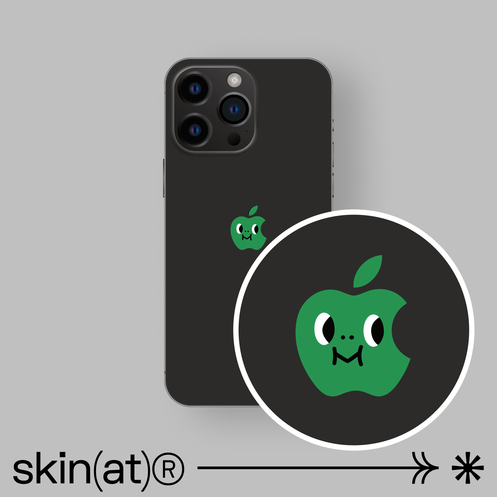 SkinAT适用于保护贴纸iPhone14苹果手机15 Pro Max贴膜彩虹保护贴纸logo保护膜苹果logo标志贴纸卡通表情贴膜-图1