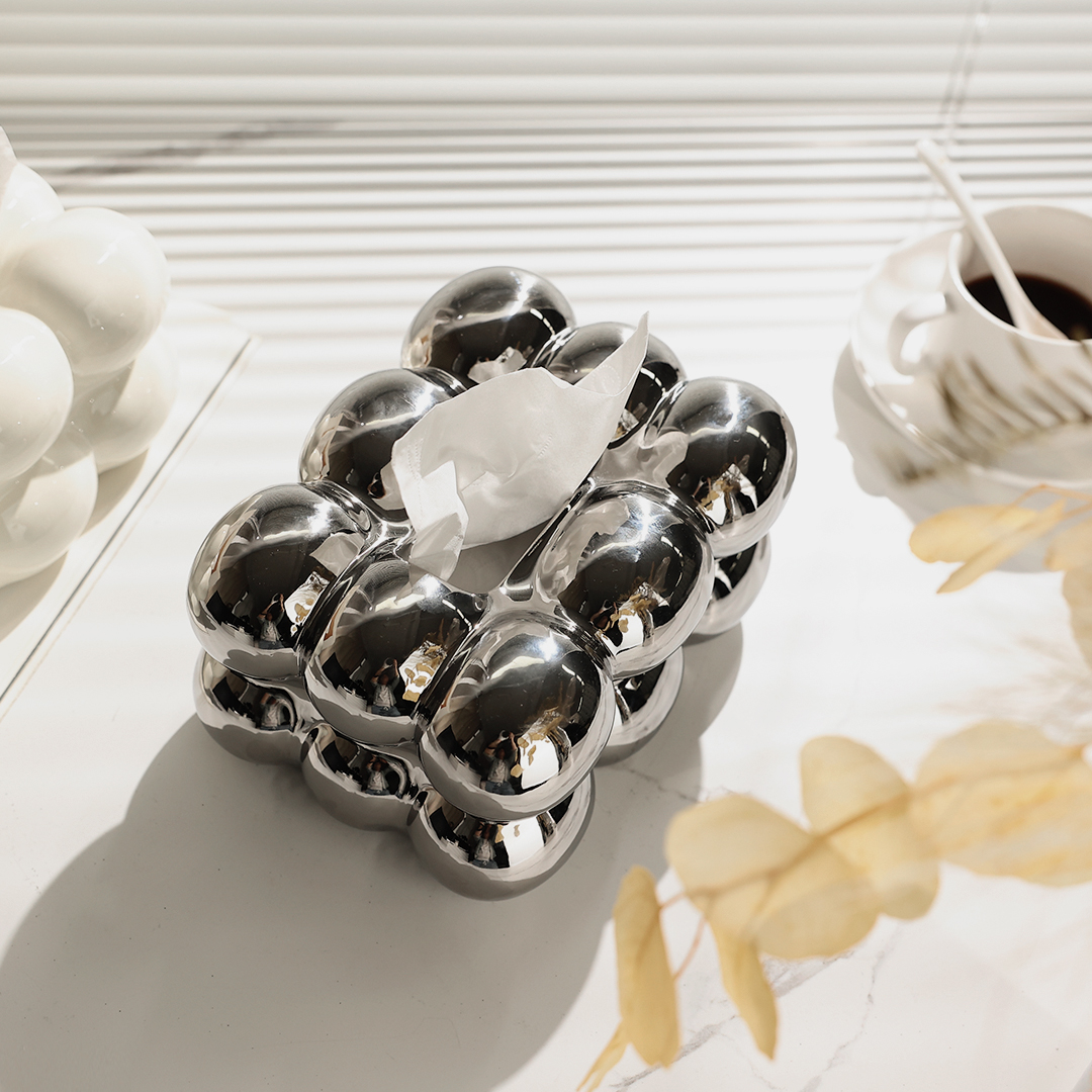 简约现代家居客厅餐桌茶几陶瓷纸巾盒摆件样板间餐巾纸抽纸盒摆设 - 图1