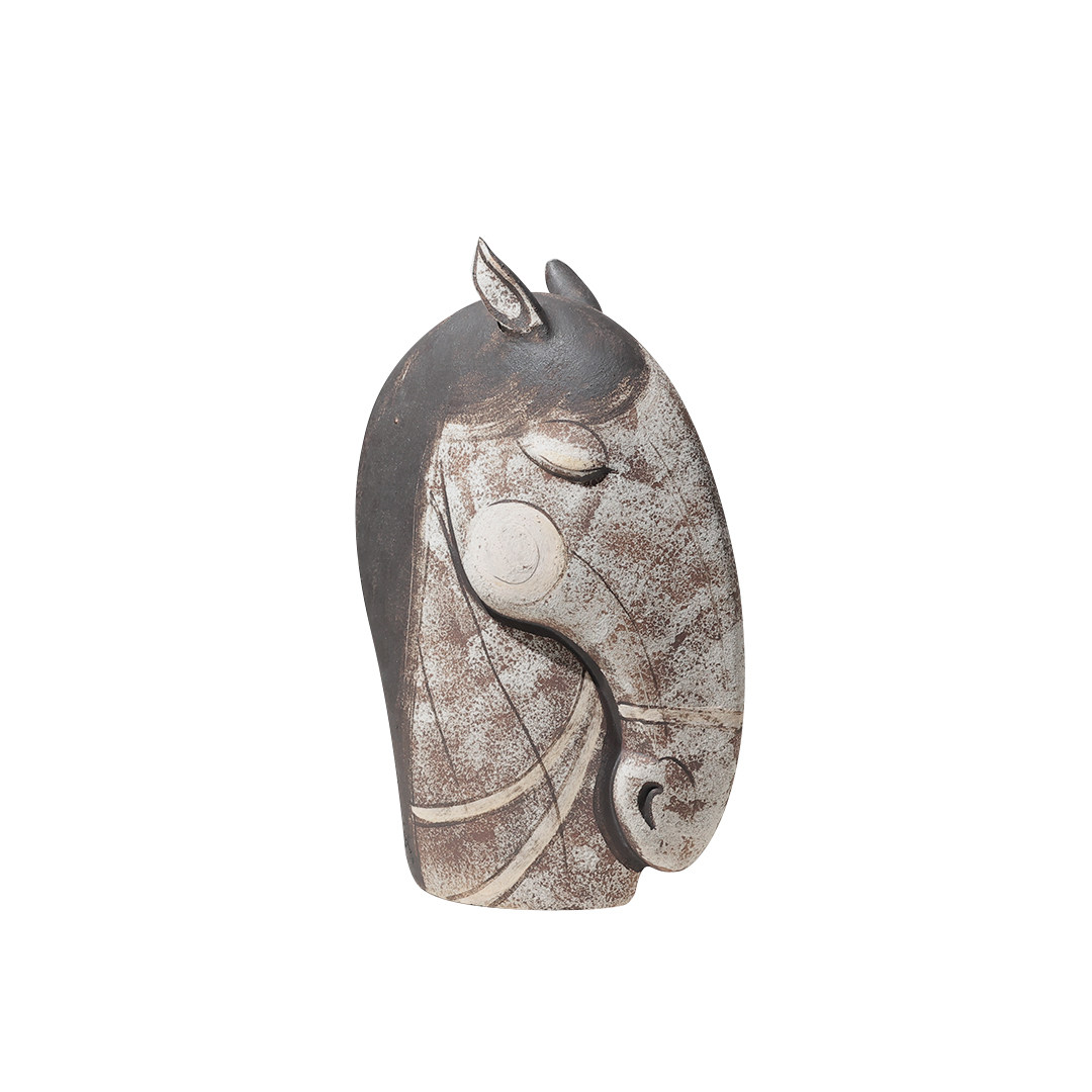 侘寂风玄关电视柜陶瓷雕塑手绘马头摆件家居软装饰品动物工艺品,淘宝优惠券,粉丝福利购,淘宝优惠卷