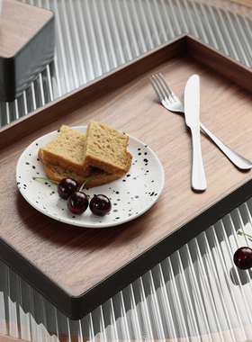 皮革长方形胡桃木托盘摆件