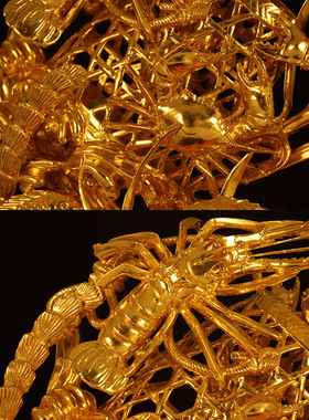 【潮元素】精品龙虾蟹娄木雕摆件