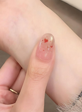爱心醒狮新款简约高级感欧美超显白手工美甲穿戴甲指甲贴片可拆卸