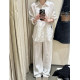Old Money Style 100 Linen Suit ຂອງແມ່ຍິງເສື້ອສີຂາວແລະກາງເກງ