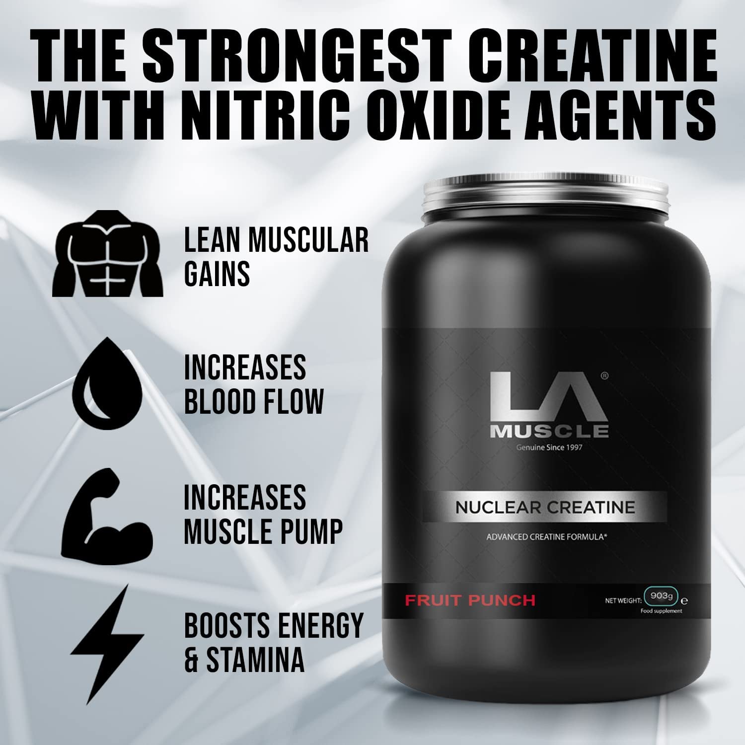 新品英国LA MUSCLE Nuclear Creatine微粉化肌酸900克增加爆发力 - 图0