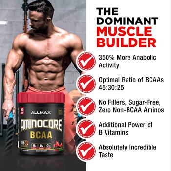 ອາຊິດ amino ສາຂາ ALLMAX, BCAA ລຸ້ນປັບປຸງທີ່ນໍາເຂົ້າເພື່ອເລັ່ງການເພີ່ມກ້າມເນື້ອ, ອອກກໍາລັງກາຍແລະການຟື້ນຟູ 90 servings