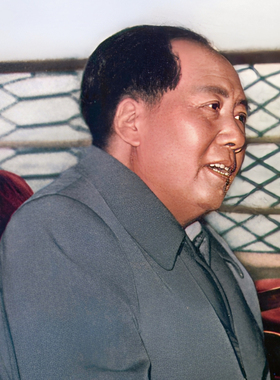 伟人视察三峡客厅木质框壁画办公